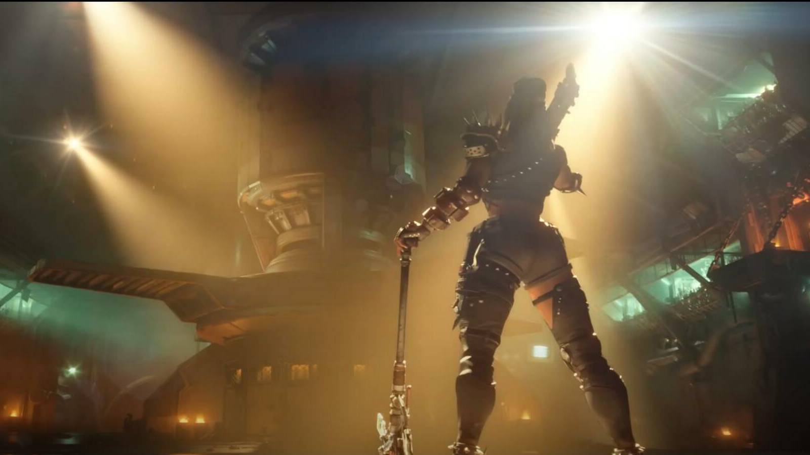 Junker Queen from Overwatch 2 looking on at an arena.