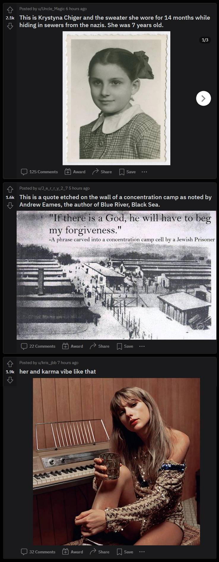 Kanye subreddit with Holocaust and Taylor Swift posts
