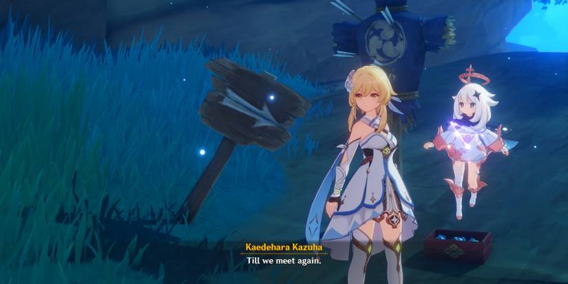 Kazuha saying goodbye in genshin impact