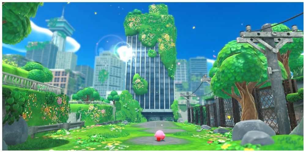 Kirby in the city in Kirby and the Forgotten Land