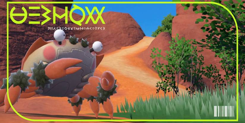 The pokedex cover for Klawf from Pokemon Scarlet and Violet