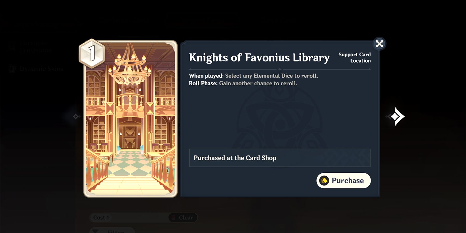knights of favonius library card in genshin impact tcg