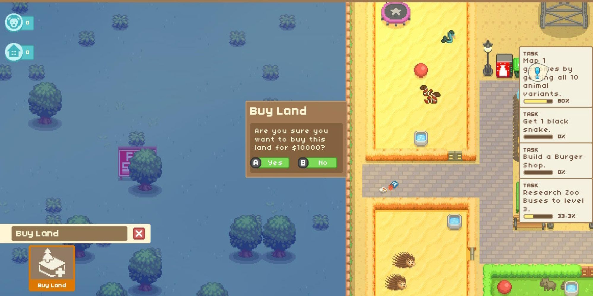 A player buying Land in Let's Build A Zoo