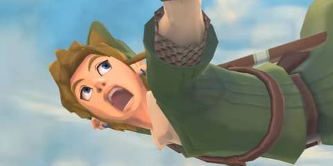 Link screaming as he falls in The Legend Of Zelda: Skyward Sword