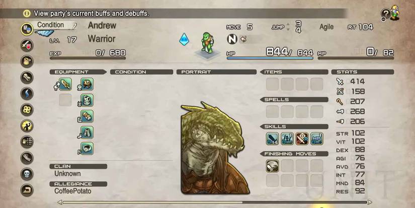 A Lizardman warrior in Tactics Ogre Reborn