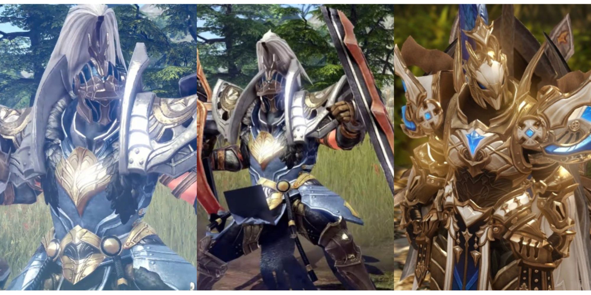 split image of three Gunlancers in Lost Ark