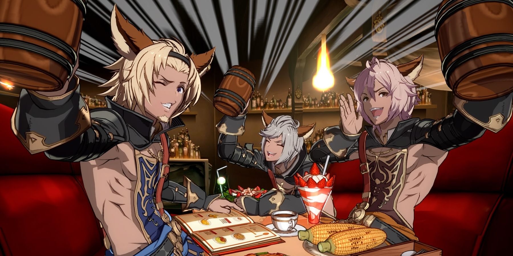 Lowain Drinking with friends in Granblue Fantasy Versus