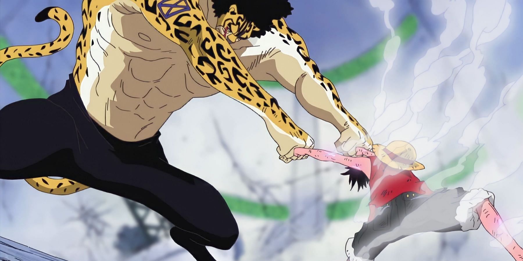 Luffy fighting Rob Lucci