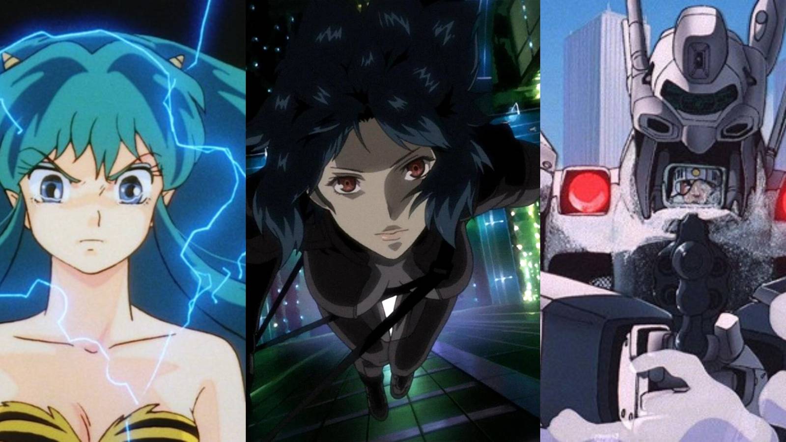 Lum in Lum the Invader Girl, Motoko in Ghost In The Shell, robot in Patlabor The Movie