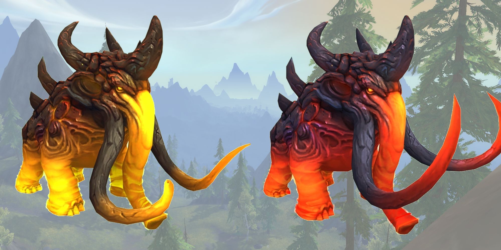 Magmammoths as seen in World of Warcraft Dragonflight