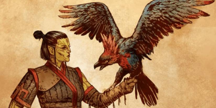 Maia with her hawk companion. 