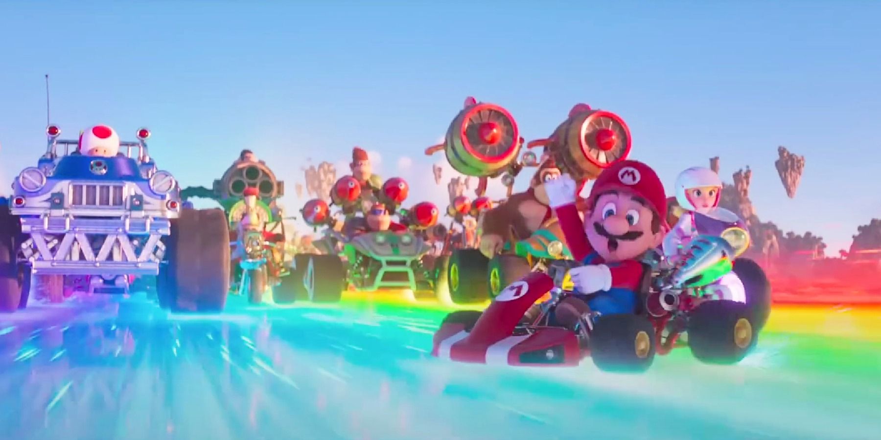 Mario Kart scene in The Super Mario Bros. Movie trailer