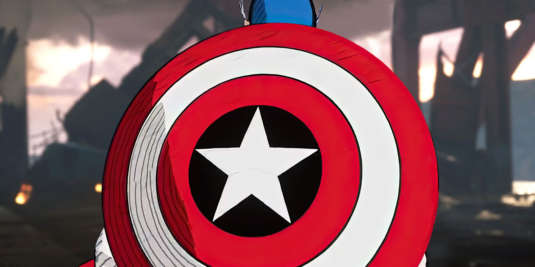 A screenshot of Captain America's cel-shaded skin in Marvel's Avengers