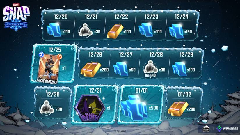 marvel snap winterverse login rewards
