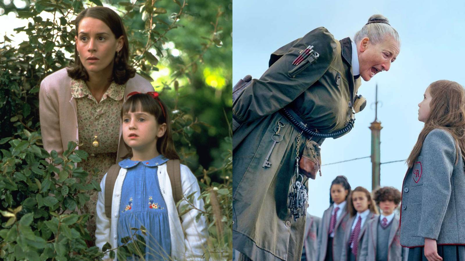 Matilda and Miss Honey in the 1996 film and Matilda and Miss Trunchbull in the new Netflix adaptation