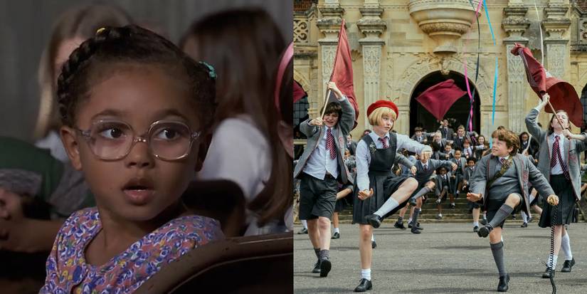 Lavender Brown from the 1996 movie and the ensemble cast from the new Matilda musical