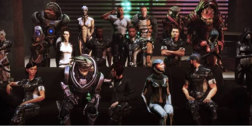 A group photo of the Normandy Crew while on shore-leave