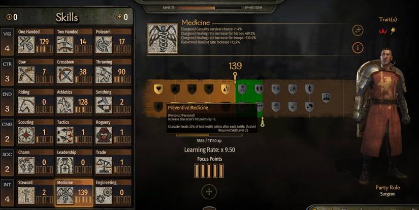 Mount & Blade 2: Bannerlord Medicine Skill