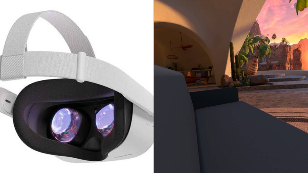 Meta Quest 2 and a virtual sofa