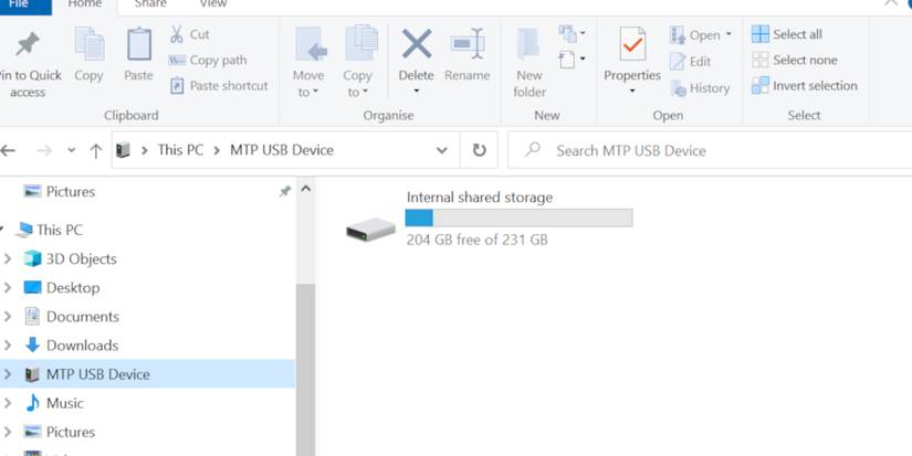 Meta Quest 2 in file explorer