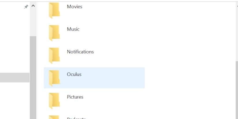 Meta Quest 2 select Oculus in file explorer