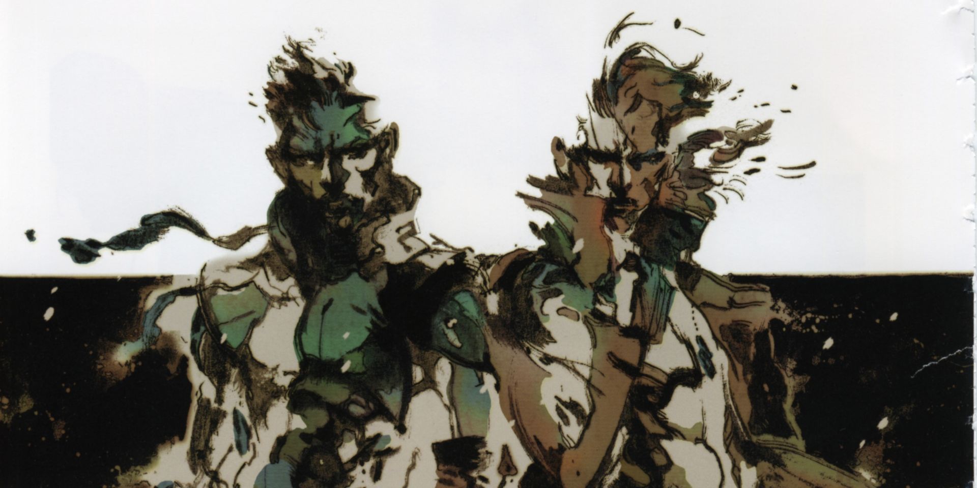 concept art of metal gear solid picturing Solid Snake and another character