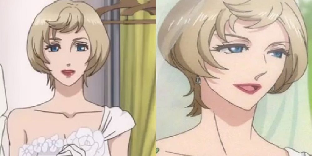 Split image of Miwa Asahina in her wedding dress in Brothers Conflict