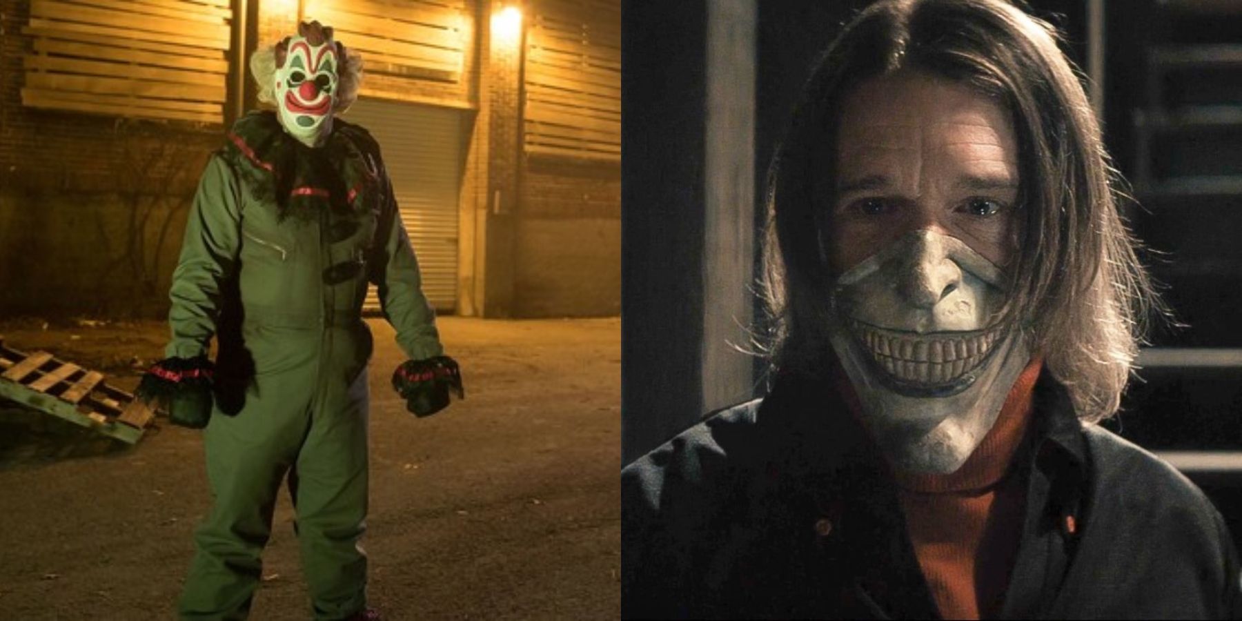 Split image of Clown Mask in Haunt and The Grabber in The Black Phone