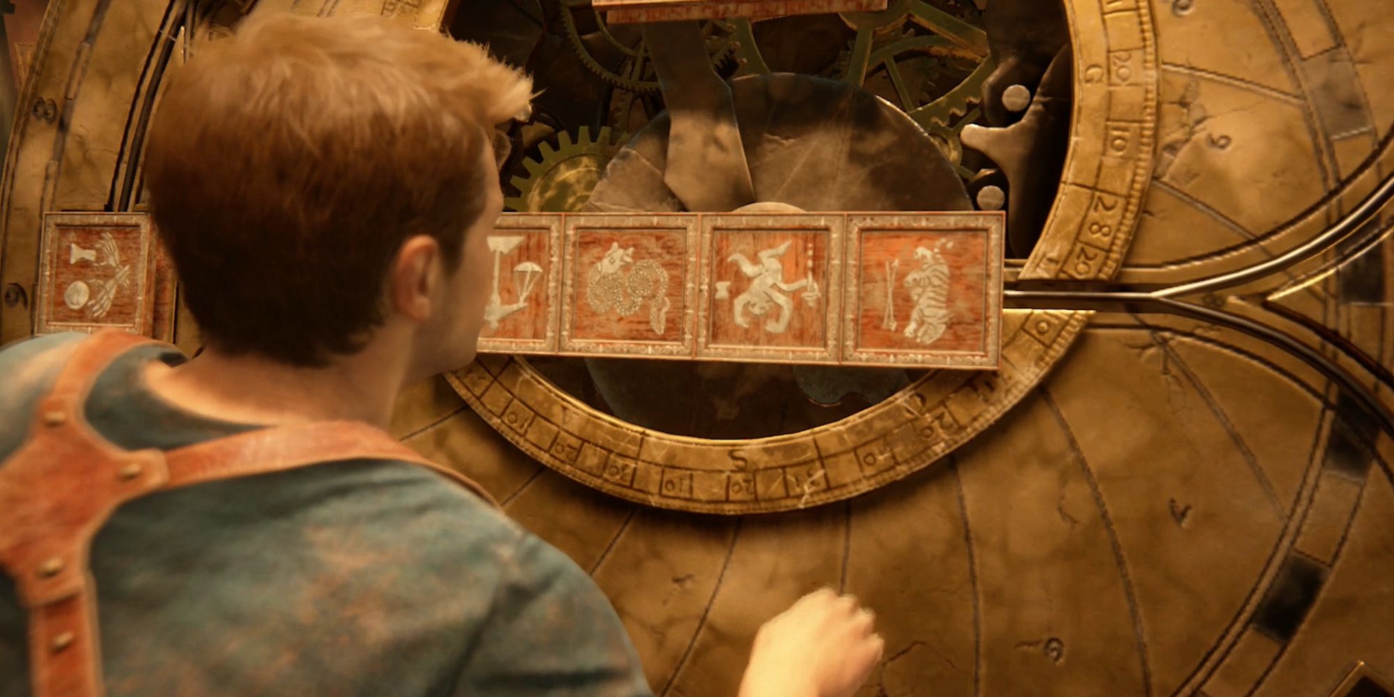 Nathan Drake solves a puzzle in Uncharted 4