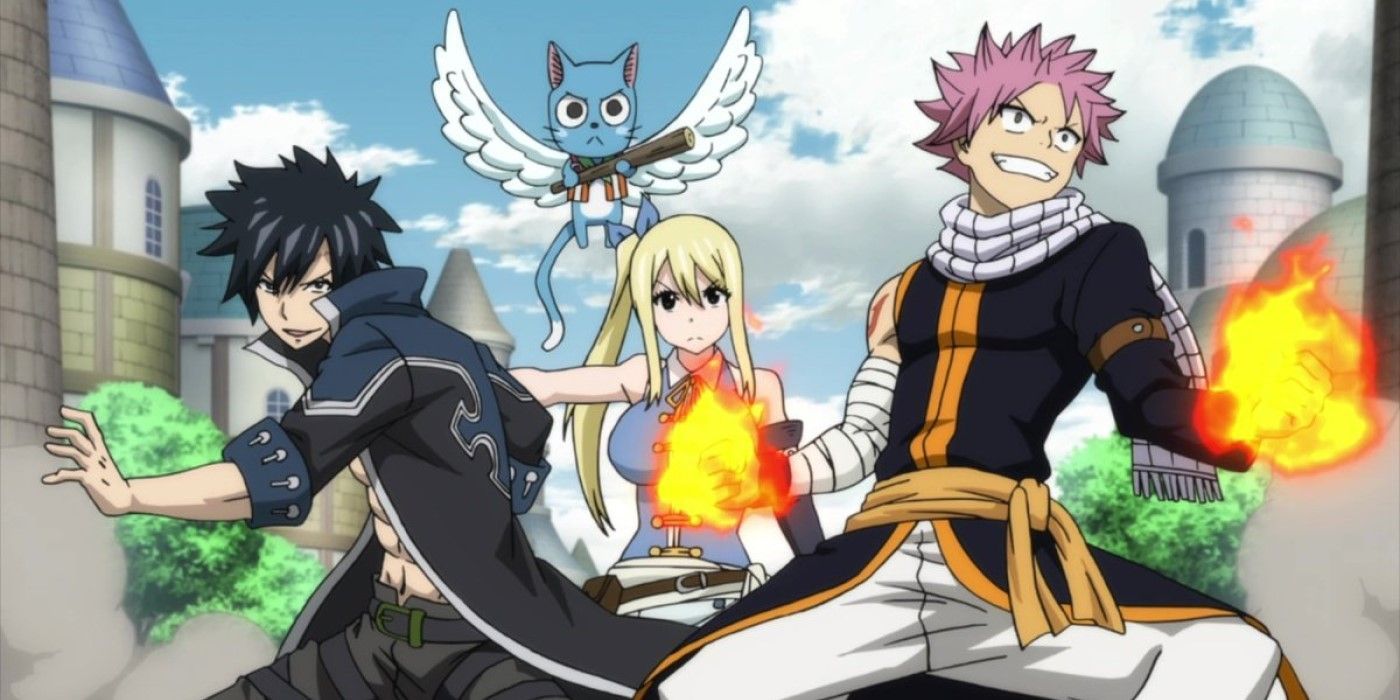 Natsu and his friends in Fairy Tail