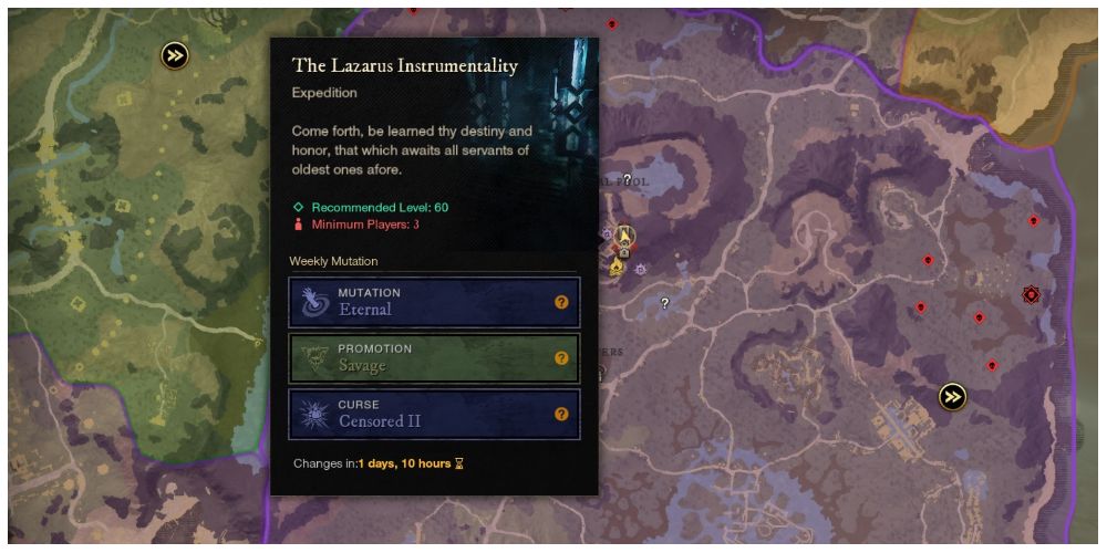 Expedition information panel changed in the New World
