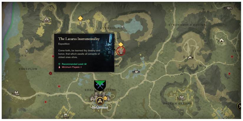 a vanilla Expedition information panel in New World