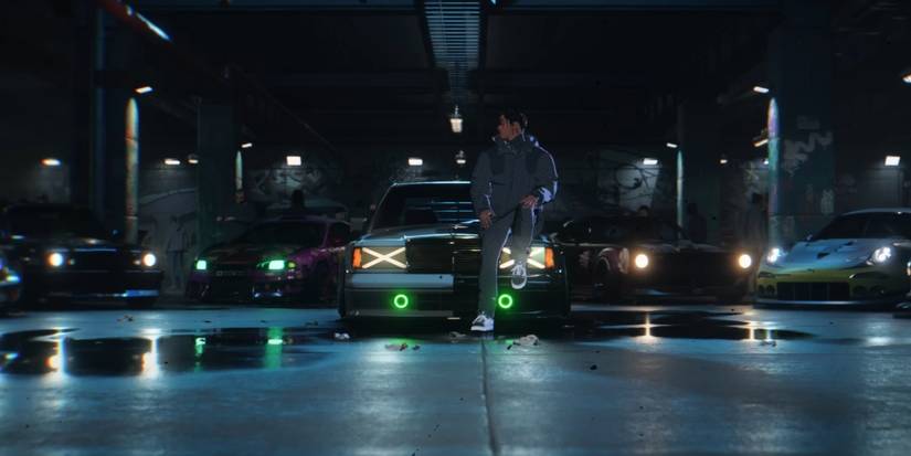 nfs unbound asap rocky sitting with his car with other behind him 