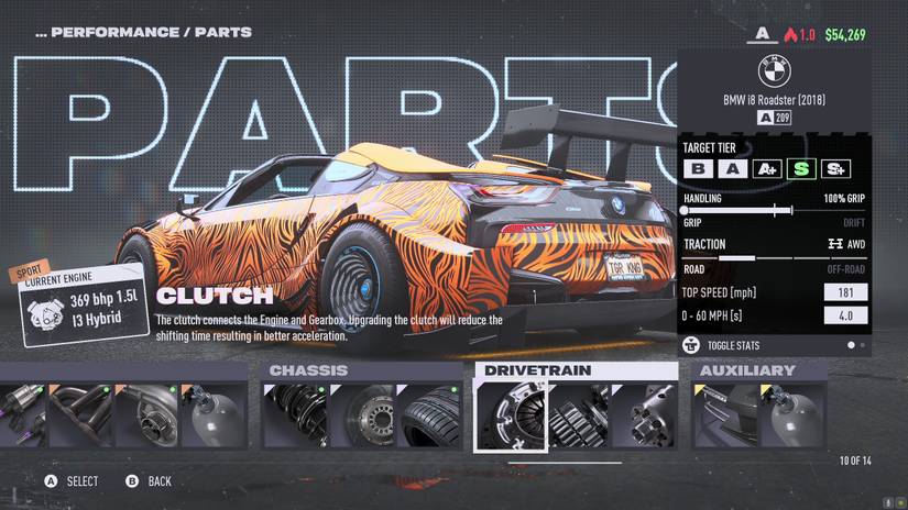 roadster in the garage