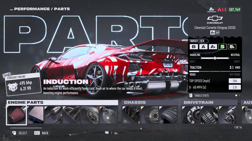 a corvette in the garage