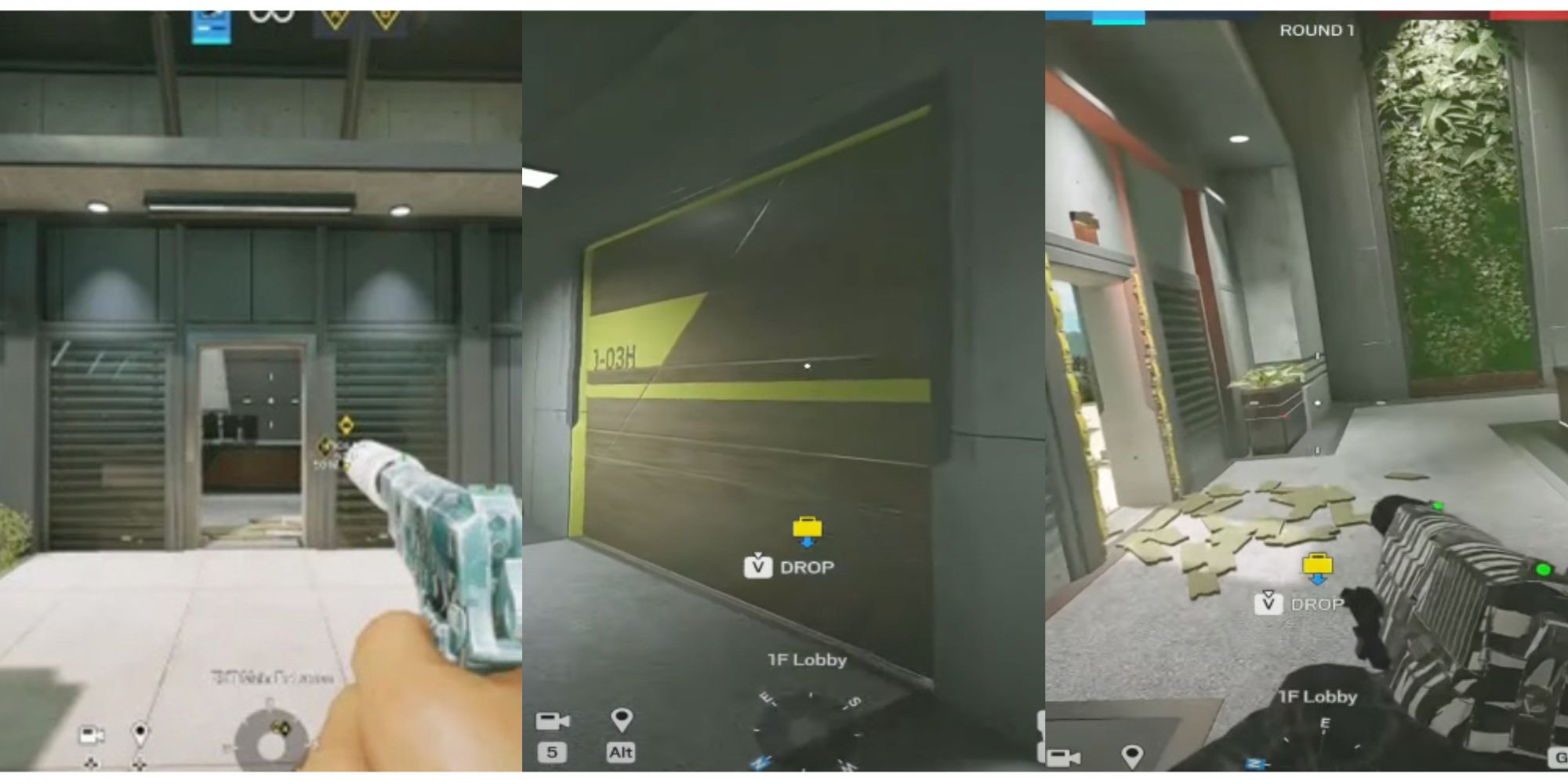 three images of the Nighthaven Labs Map in Rainbow Six Siege