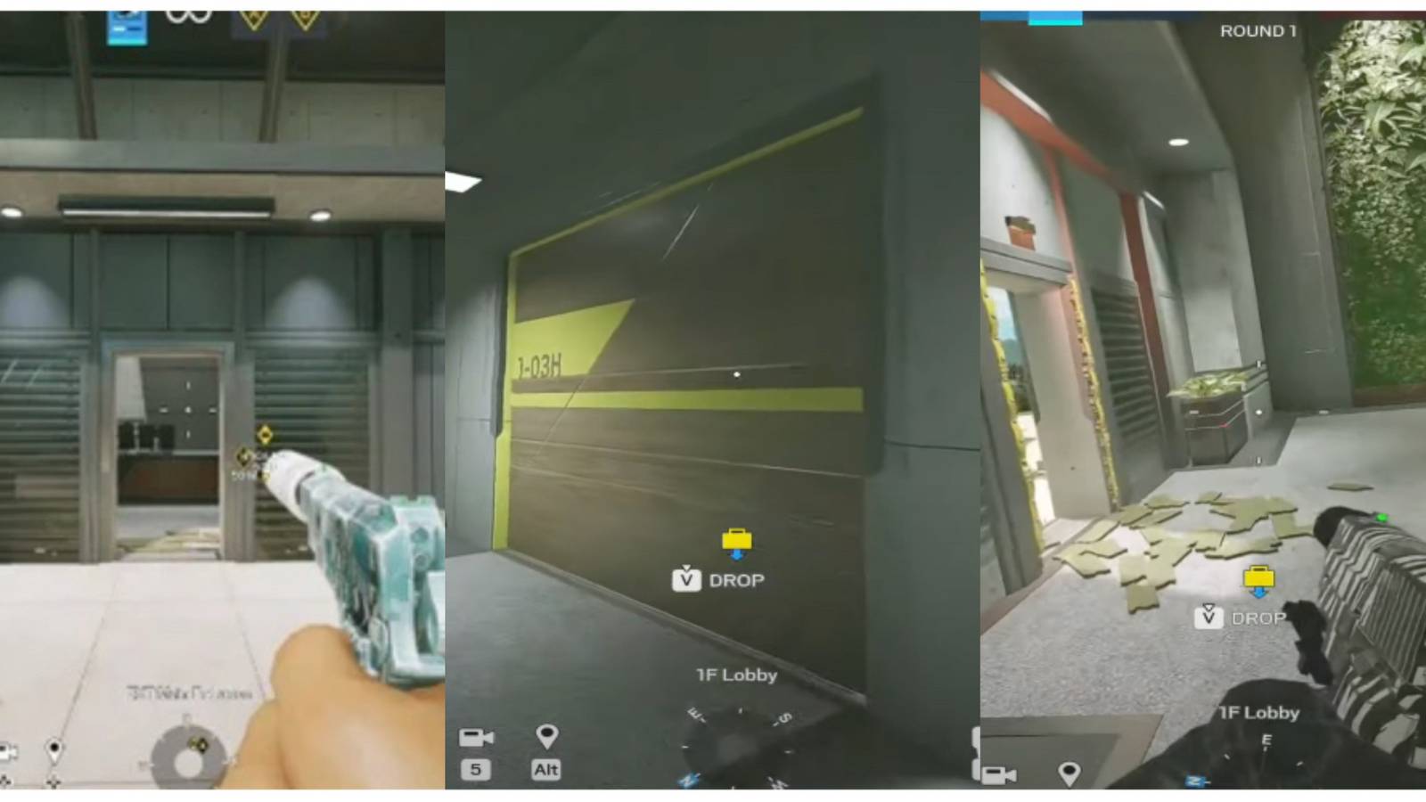 three images of the Nighthaven Labs Map in Rainbow Six Siege
