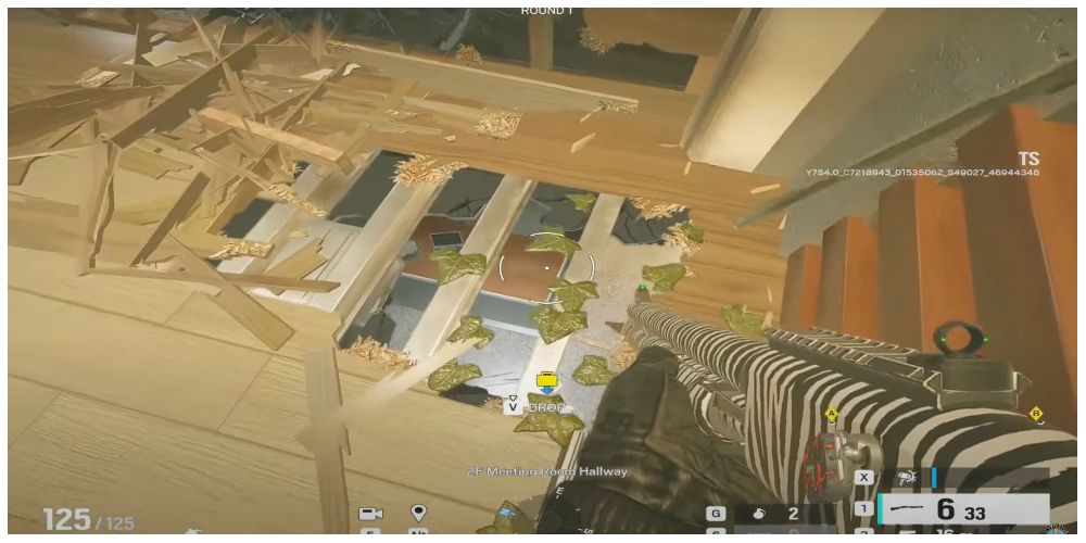 breaching the floor in Rainbow Six Siege on the Nighthaven Labs Map