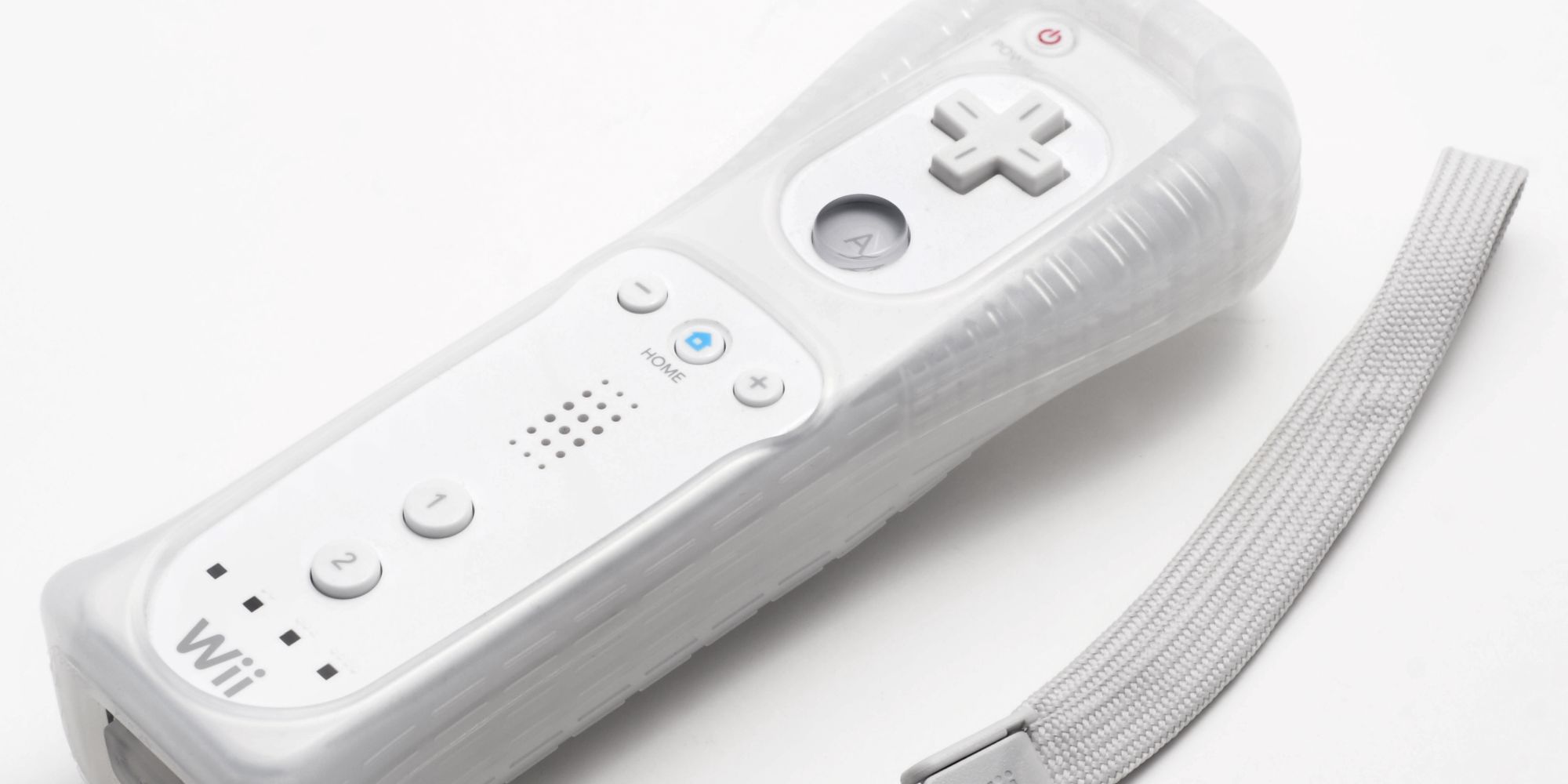 A Nintendo Wii remote in its protective soft holding case