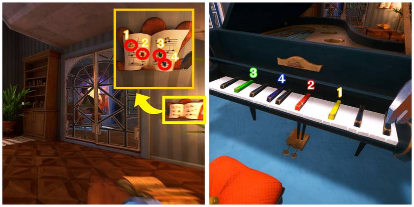 opening the mansion's piano room in hello neighbor 2