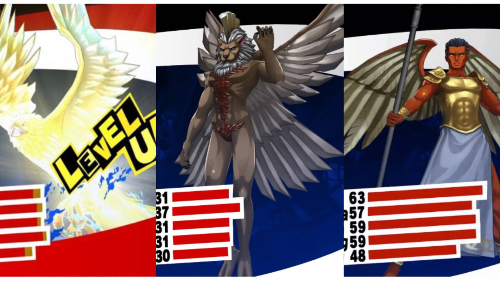 split image of Horus, Pazuzu, and Michael Personas in Persona 5 Royal