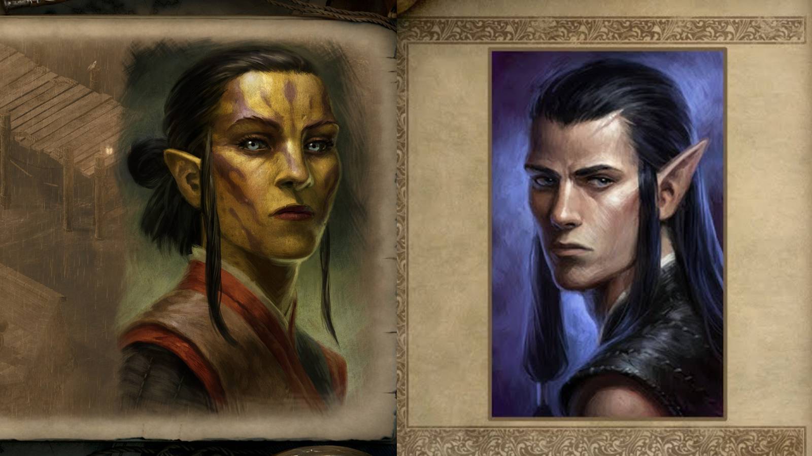 Split image of companions Aloth and Maia 