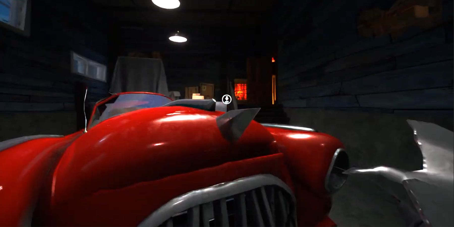 placing the hood ornament on the car's hood in hello neighbor 2