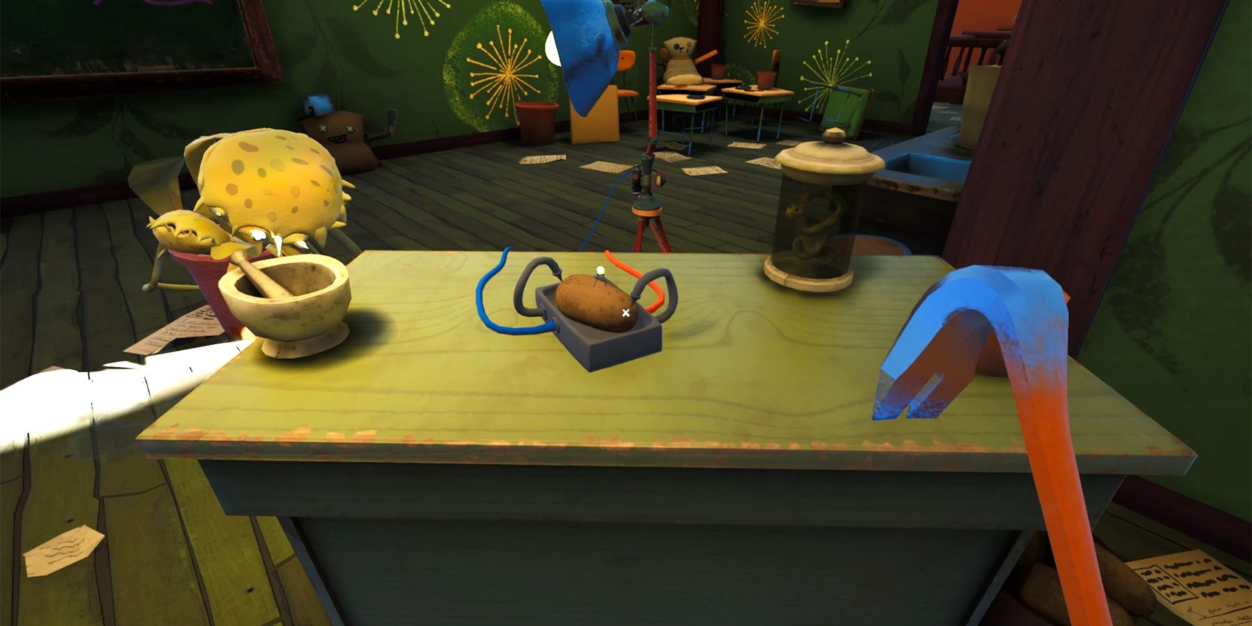 placing the potato battery in its place in hello neighbor 2 back to school dlc