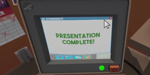 Player works in an office in Job Simulator