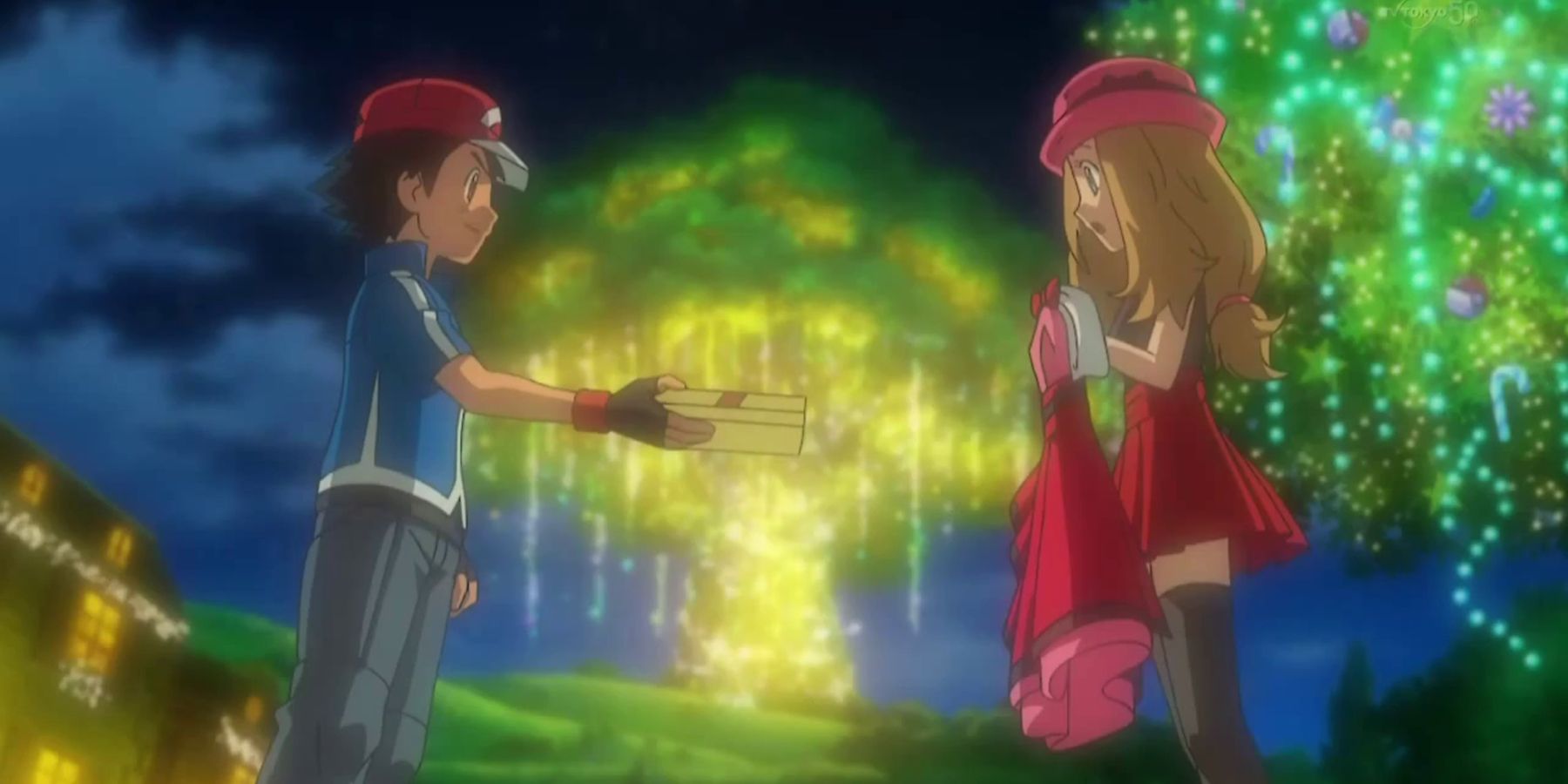 ash giving a gift to serena