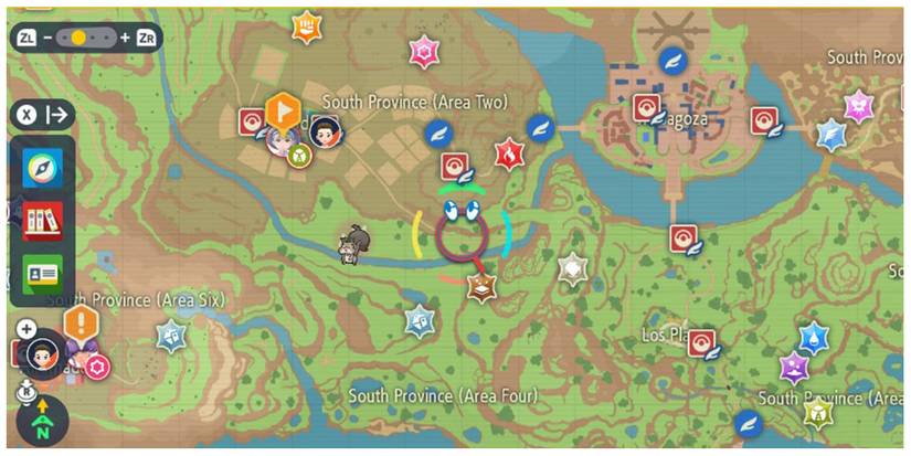 map showing South Province (Area Four) in Pokemon Scarlet & Violet