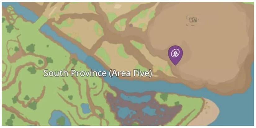 map showing South Province (Area Five) in Pokemon Scarlet & Violet