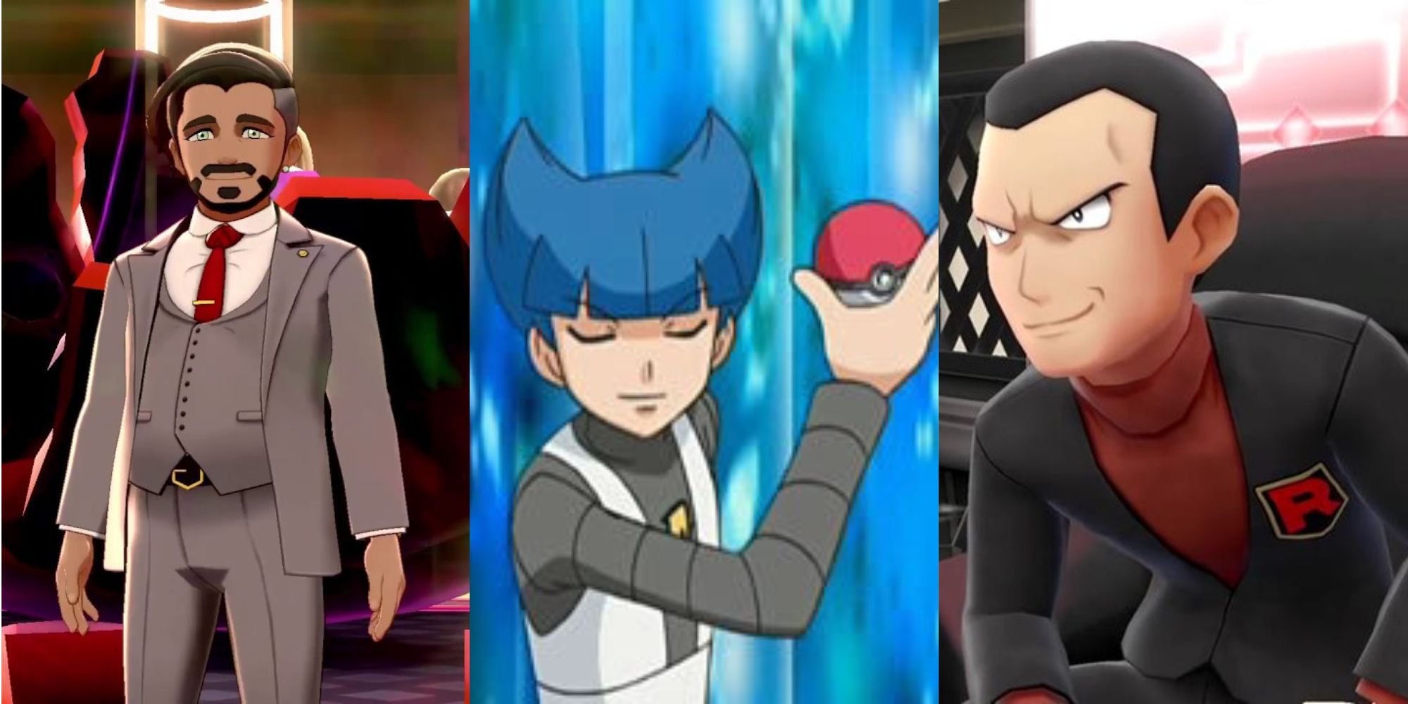 Chairman Rose from Pokemon Sword and Shield, Saturn from Pokemon Diamond and Pearl, Giovanni from Pokemon Let's Go Pikachu and Eevee