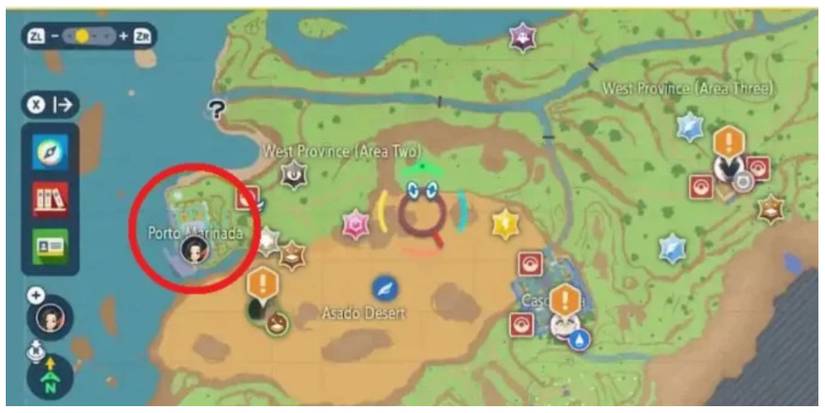 map showing West Province (Area Two) in Pokemon Scarlet & Violet